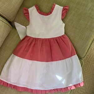 La Coqueta size 4 pink and white linen dress